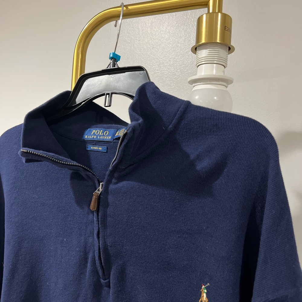 Polo Ralph Lauren Quarter Zip Estate Rib Cotton Pullover Sweater Men 2XLT